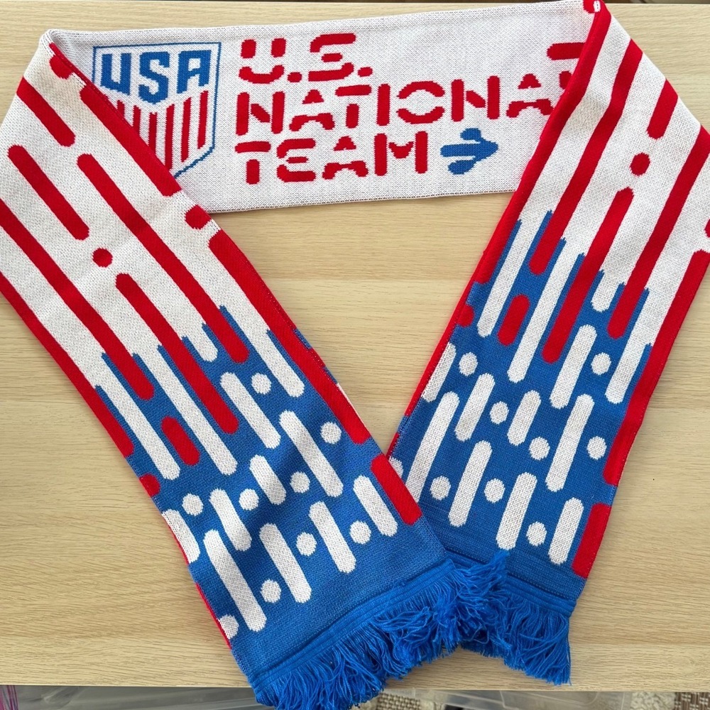 Ruffneck Scarves USA National Team Knit Scarf Red White Blue Fringe